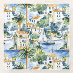 Dessous-de-verre En Verre Mariage Méditerranéen Tropical 