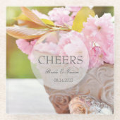 Dessous-de-verre En Verre Mariage modifiable Cheers-Cherryblossoms (Devant)
