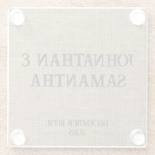 Dessous-de-verre En Verre Mariage personnalisé rustique burlap motif nature (Dos)