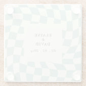Dessous-de-verre En Verre Mariage Retro Super Green Checkerboard (Dos)