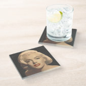 Dessous-de-verre En Verre Marilyn grise graphique (Incliné)