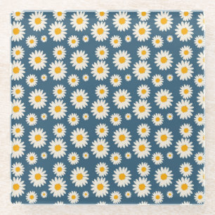 Dessous-de-verre En Verre Marine Daisy Floral Bohemian Botanical Motif