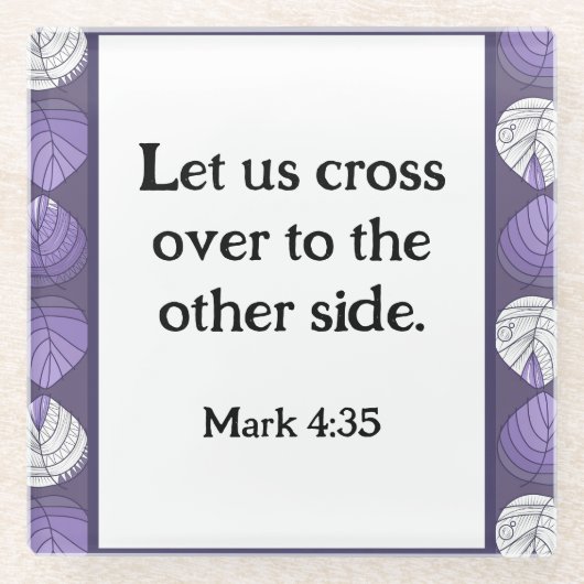 Dessous-de-verre En Verre Mark 4:35 Feuilles de tête de poisson Lilac (Devant)