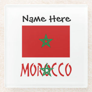 Dessous-de-verre En Verre Maroc Drapeau Marocain Nom Personnalisé