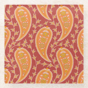 Dessous-de-verre En Verre Maroon Paisley : Ornement de Concombre Turc.