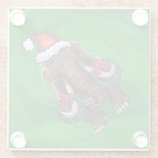 Dessous-de-verre En Verre Mastodon festif sur vert (Dos)