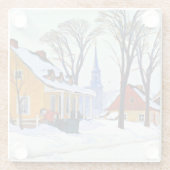 Dessous-de-verre En Verre Matin d'hiver, art raffiné de Clarence Gagnon (Dos)