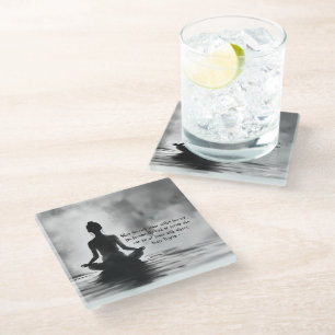 Dessous-de-verre En Verre Méditation Yoga Instructeur Lotus Pose Peinture à 