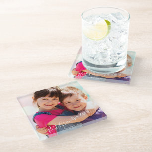 Dessous-de-verre En Verre Meilleur Grand-Père Des Noms De Photo Personnalisé