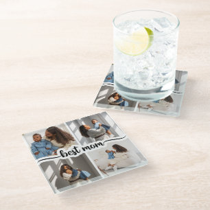 Dessous-de-verre En Verre Meilleure Maman Personnalisée 4 Photo Collage