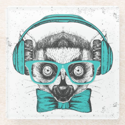 Dessous-de-verre En Verre Mélomane du lémur | (Devant)