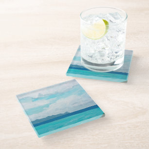 Dessous-de-verre En Verre Mer turquoise et ciel nuageux Italie, Sicile