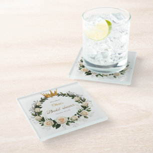 Dessous-de-verre En Verre Merci Roses blanches et souffle du bébé