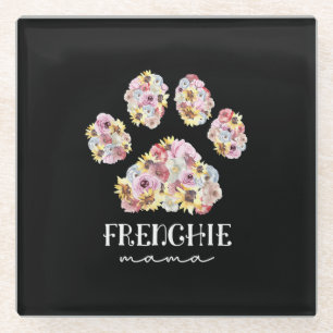 Dessous-de-verre En Verre Mère Art Frenchie Mama Floral Paw French Buldog
