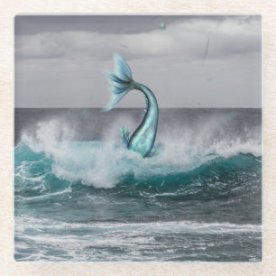 Dessous-de-verre En Verre Mermaid Plongée dans le Dessous de verre des vague