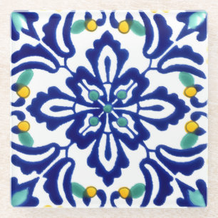 Dessous-de-verre En Verre Mexicaine Talavera Terracotta Carrelage Design No.