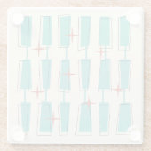 Dessous-de-verre En Verre Mi-Siècle Moderne Blocs Atomique Turquoise, Crème, (Dos)