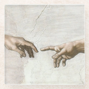 Dessous-de-verre En Verre Michelangelo Création d'Adam Mains Beaux-Arts