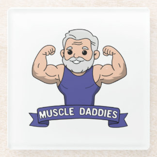 Dessous-de-verre En Verre Mignon Papa Musclé Kawaii Barbu Bodybuilder