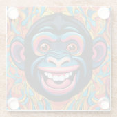 Dessous-de-verre En Verre Mignonne Chimpanzée rit (Dos)