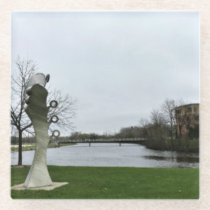 Dessous-de-verre En Verre Milwaukee River, West Bend, Wisconsin