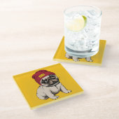 Dessous-de-verre En Verre Mini carlin de hippie de chiot (Incliné)