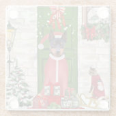 Dessous-de-verre En Verre Miniature Pinscher Chien Noël (Dos)