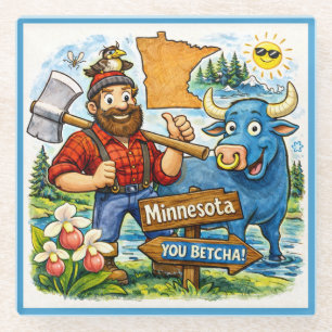 Dessous-de-verre En Verre Minnesota "You Betcha" Paul Bunyan Dessous de Verr