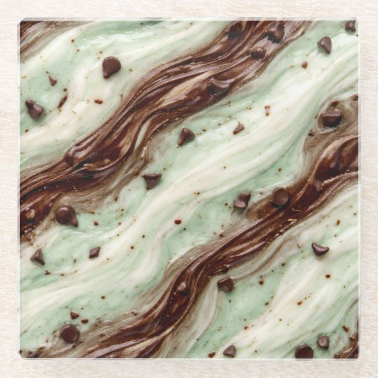Dessous-de-verre En Verre Mint Chocolate Chip Milkshake Marble Design (Devant)