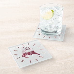 Dessous-de-verre En Verre Minuscule renne festif Joyeux Noël