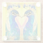 Dessous-de-verre En Verre Mirror Image Peacock Coaster (Dos)