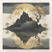 Dessous-de-verre En Verre Misty Mountain Black & Gold (Devant)