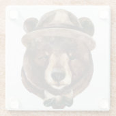 Dessous-de-verre En Verre Mode d'ours d'aquarelle (Dos)