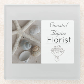 Dessous-de-verre En Verre Modèle de logo de fleuriste côtier éditable