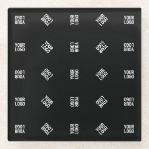 Dessous-de-verre En Verre Modèle de logo moderne unique Noir