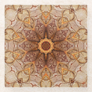 Dessous-de-verre En Verre Modèle de mandala en sable avec dessous de verre à