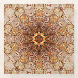 Dessous-de-verre En Verre Modèle de mandala en sable avec dessous de verre à