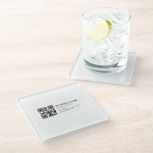Dessous-de-verre En Verre Modèle de nom d'entreprise de code QR personnalisé