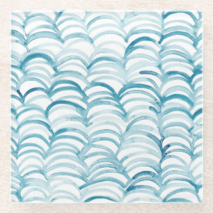 Dessous-de-verre En Verre Modèle de style japonais Vague bleueIllustration