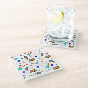 Dessous-de-verre En Verre Modèle de vacances d'été à la plage d'Oliver la lo