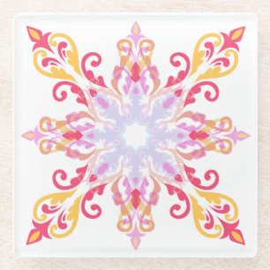 Dessous-de-verre En Verre Modèle floral de Mandala coloré