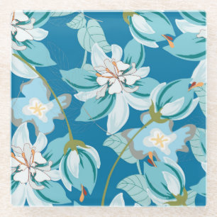 Dessous-de-verre En Verre Modèle floral, design floral polyvalent.