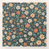 Dessous-de-verre En Verre Modèle floral simple (Devant)