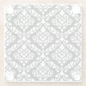 Dessous-de-verre En Verre Modèle Prima Damask blanc sur noir (Dos)