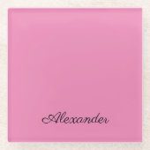 Dessous-de-verre En Verre Modèle rose moderne, Script noir (Devant)