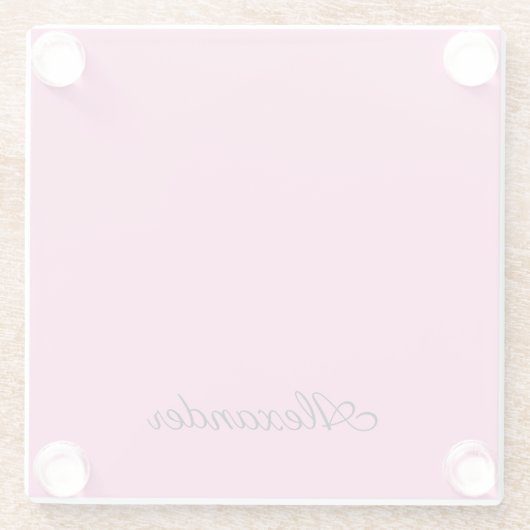 Dessous-de-verre En Verre Modèle rose moderne, Script noir (Dos)