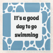 Dessous-de-verre En Verre Modèle texte et motif bleu (Devant)