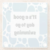 Dessous-de-verre En Verre Modèle texte et motif bleu (Dos)