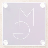 Dessous-de-verre En Verre Moderne 2 Initiales | Ombre subtile violet profond (Dos)