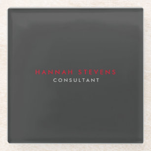 Dessous-de-verre En Verre Moderne Black Grey Red Professionnel Votre nom